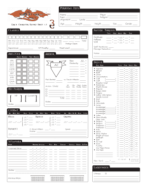 Dragonlance Character Sheets  Form