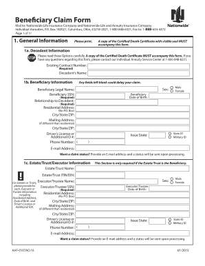 Nationwide Annuity Beneficiary Claim Form Fill Out And Sign Printable Pdf Template Signnow