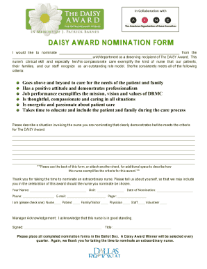Daisy Award Nomination Form PDF