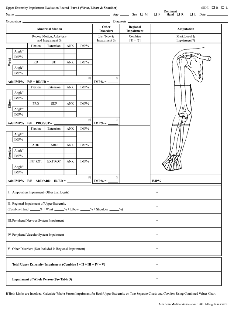 Upper Imb Assessment Sheet  Form