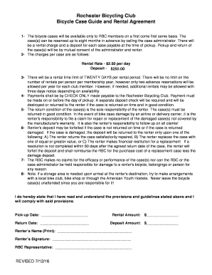 Bike Case Rental Agreement Form Rochester Bicycling Club