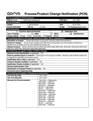 Process Change Notification Template  Form