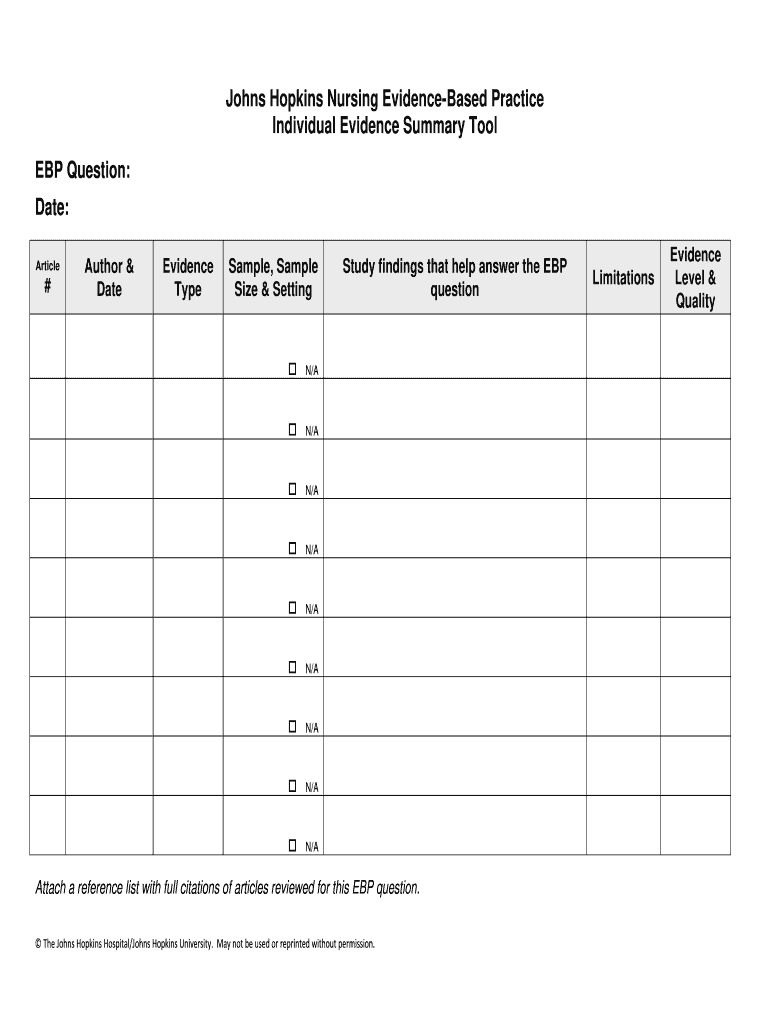 John Hopkins Appendix G  Form