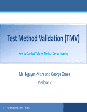 Test Method Validation TMV  Form
