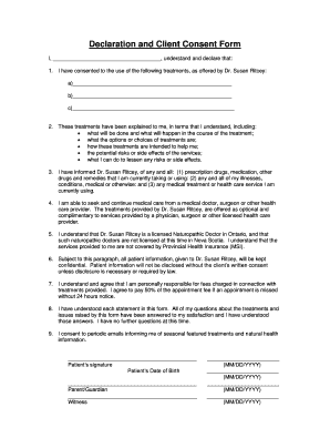 Declaration and Client Consent Form Hawthorn Clinic