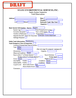 Septic Tank Inspection Form PDF