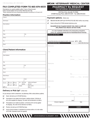  PHARMACY Rx REQUEST UTCVM 2016-2024