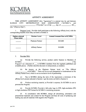 Affinity Agreement  Form