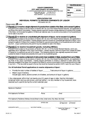 LIQ LIC 112 City and County of Honolulu  Form