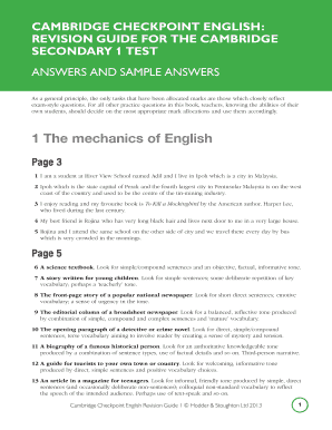 Cambridge Checkpoint English Revision Guide PDF  Form