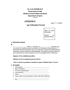 Age Estimation Certificate  Form