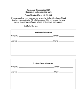 Change of Ownership Certificate Usa  Form