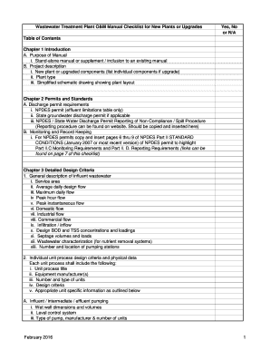 O M Manual Checklist  Form