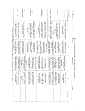 Oral Presentation Rubric Sunday School Teacher  Form