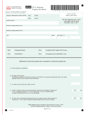  FP 31 Personal Property Tax Return Fill in Version 2016