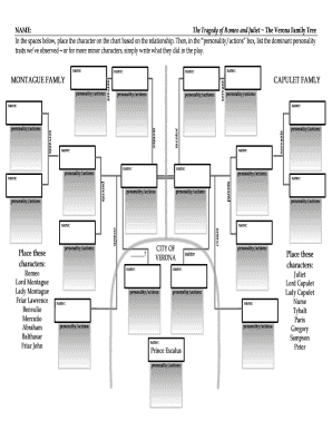 Romeo and Juliet Family Tree PDF  Form