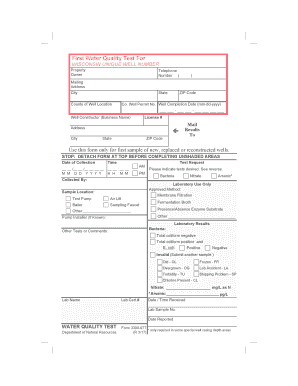Form 3300 077 and Form 3300 007A Water Quality Test and Well Construction Report