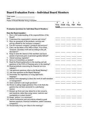 Board Member Evaluation Form