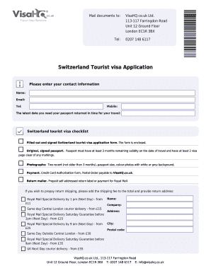 Switzerland Visit Visa from  Form