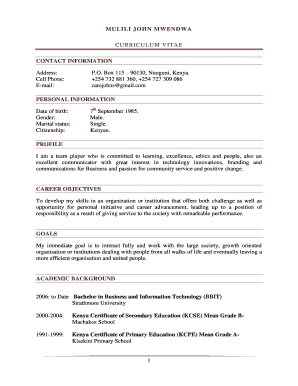 Mulili Cv  Form