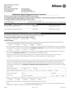 Settlement Option Request Form for Contract Allianz Life