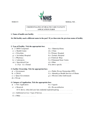  Credentialing of Health Facility Application Form National Health 2017-2024