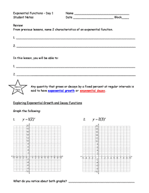 Exponential Function Day 1 Student Notes Answer Key  Form