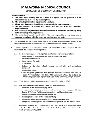 Mmc Guideline for Document Verification  Form