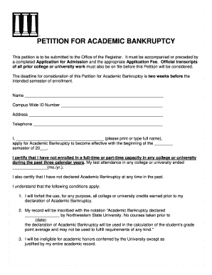 Petition for Academic Bankruptcy Northwestern State University  Form