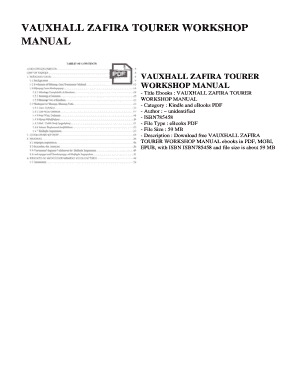 Vauxhall Zafira Repair Manual  Form