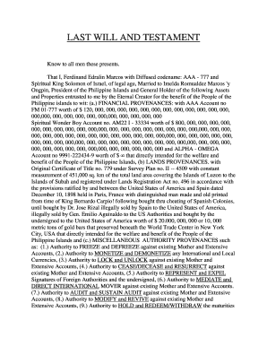 Ferdinand Marcos Last Will and Testament PDF  Form
