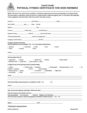 Scouts Canada Physical Fitness Form