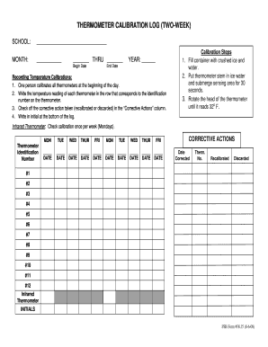 Thermometer Calibration Log  Form