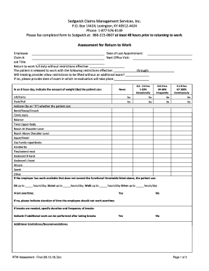 Sedgwick Fax Number  Form