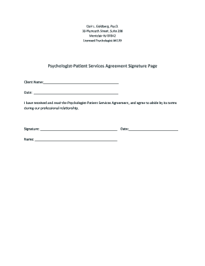 Agreement Signature Page  Form