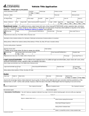Vessel Title Application DOL WA Gov  Form