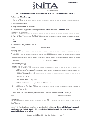 Nita Application for Employment Form