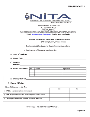 Nita Courses PDF  Form