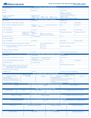 Metrobank Car Loan Application Form
