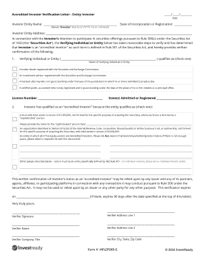 Accredited Investor Letter Template  Form