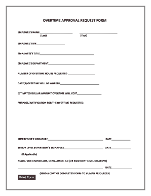 Overtime Request Form