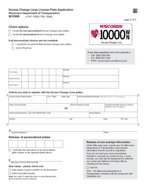 MV2989 Nurses Change Lives License Plate Information and Application