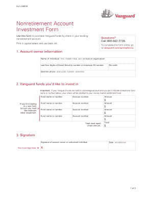 Nonretirement Account Investment Form Vanguard