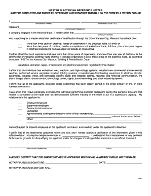 Electrician Reference Letter Sample  Form
