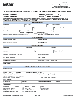  California Prescription Drug Prior Authorization Aetna 2017-2024