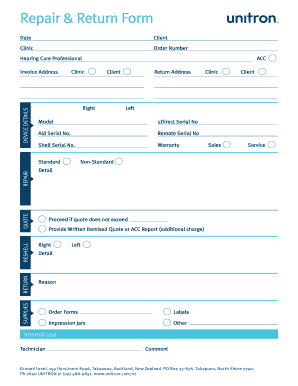 Unitron Repair Form