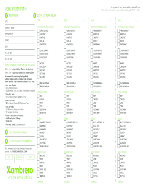 Zambrero Order Form