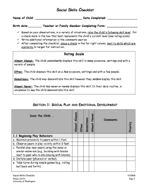  Social Skills Checklist 2004