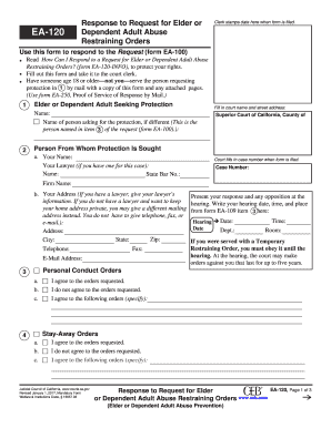  EA 100 Request for Elder or Dependent Adult Abuse Restraining Orders 2017