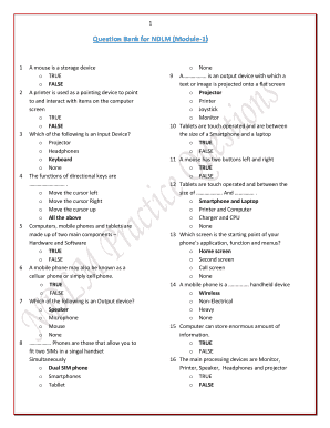 Question Bank for NDLM Module 1  Form